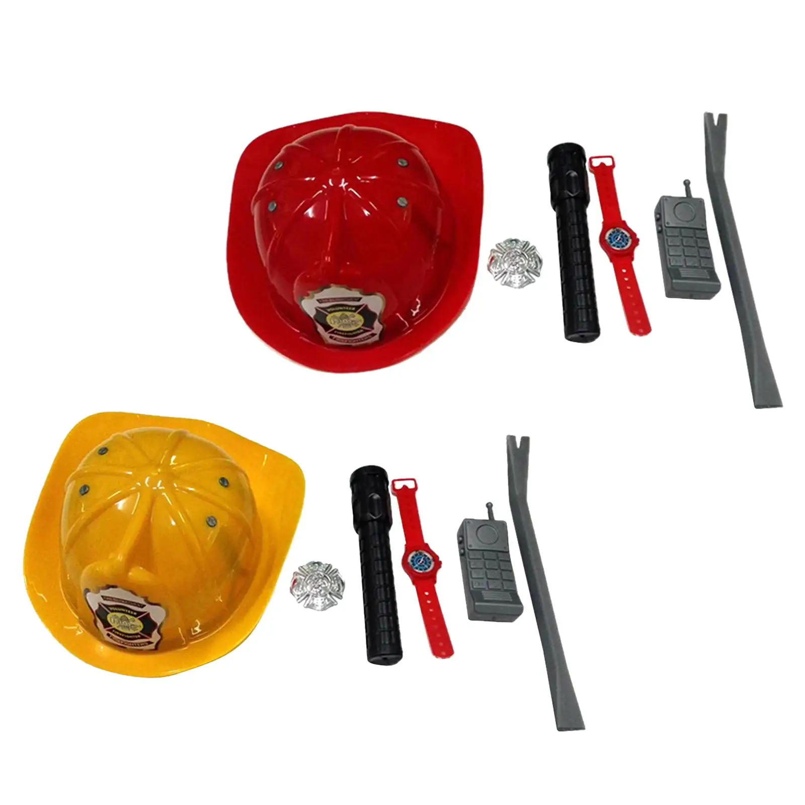 6Pcs Kids Fireman Role Play Toy Flashlight Fireman Pretend Play Accessory Set for Photo Props Performance Show Halloween Parties