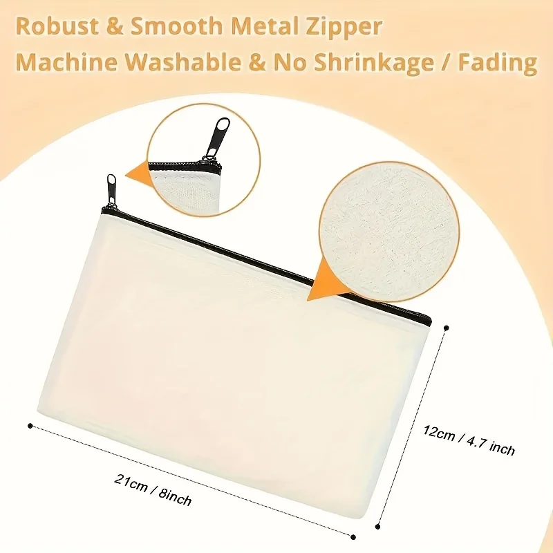 10-Pack Sublimation Zippered Pouches – Blank Canvas Bags for Makeup, Pens, and Travel Organization