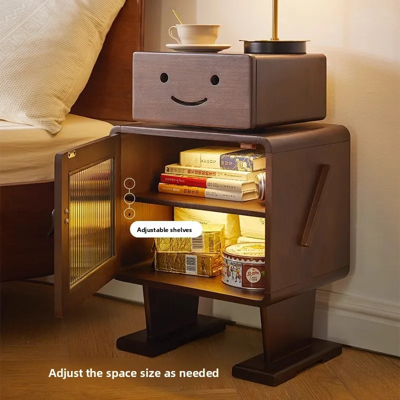 طاولة بجانب السرير من الخشب الصلب، خزانة بجانب السرير لغرفة النوم، طاولة بجانب السرير #1