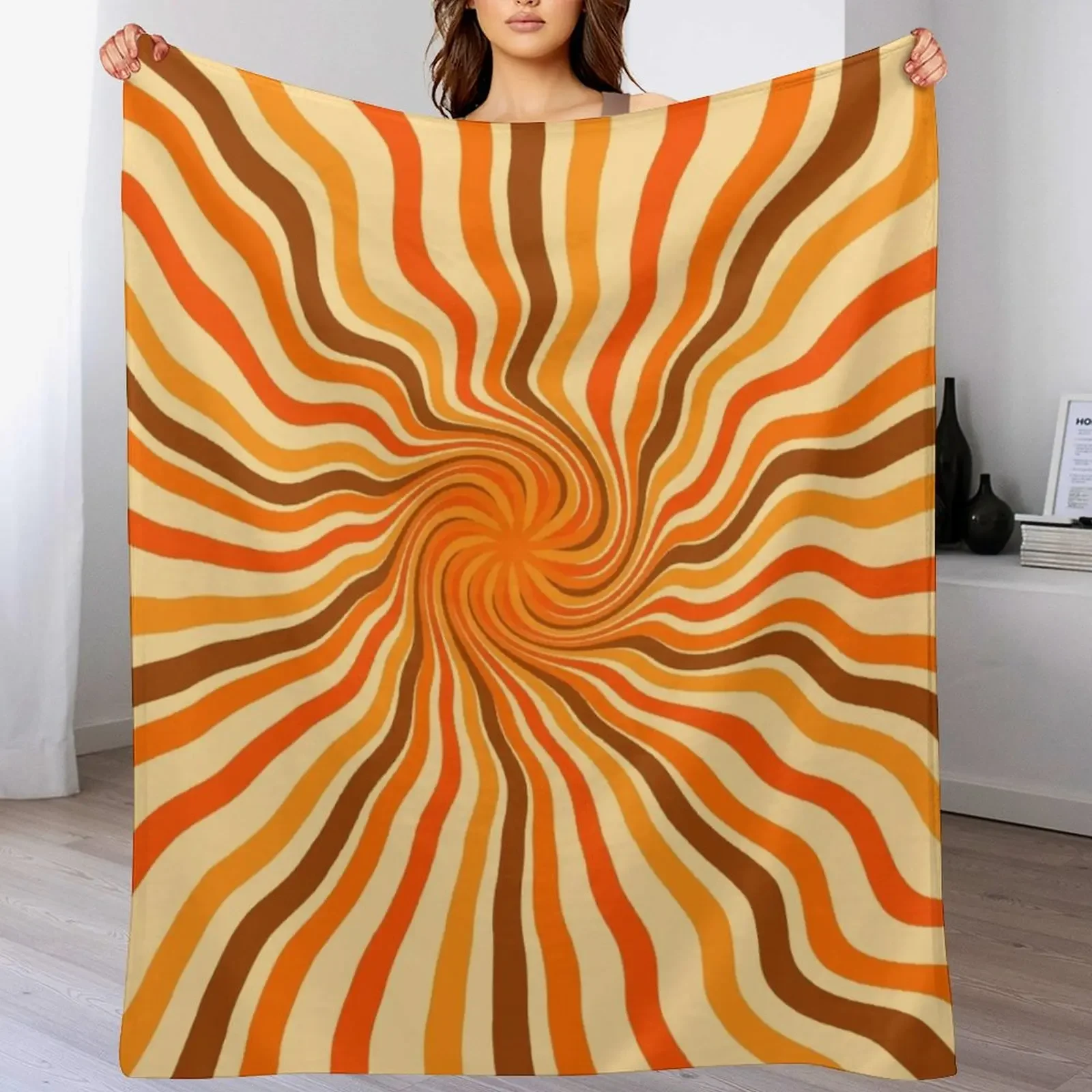 Retro 70s hippies swirl twist | old school colors Throw Blanket Fluffy Cozy Throw Blanket for Home Decor