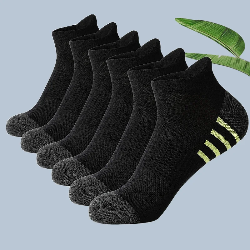 6/12 Pairs Men Women Sports Solid Color Short Socks Cycling Breathable Mesh White Black Ankle Socks High Quality Cotton Socks