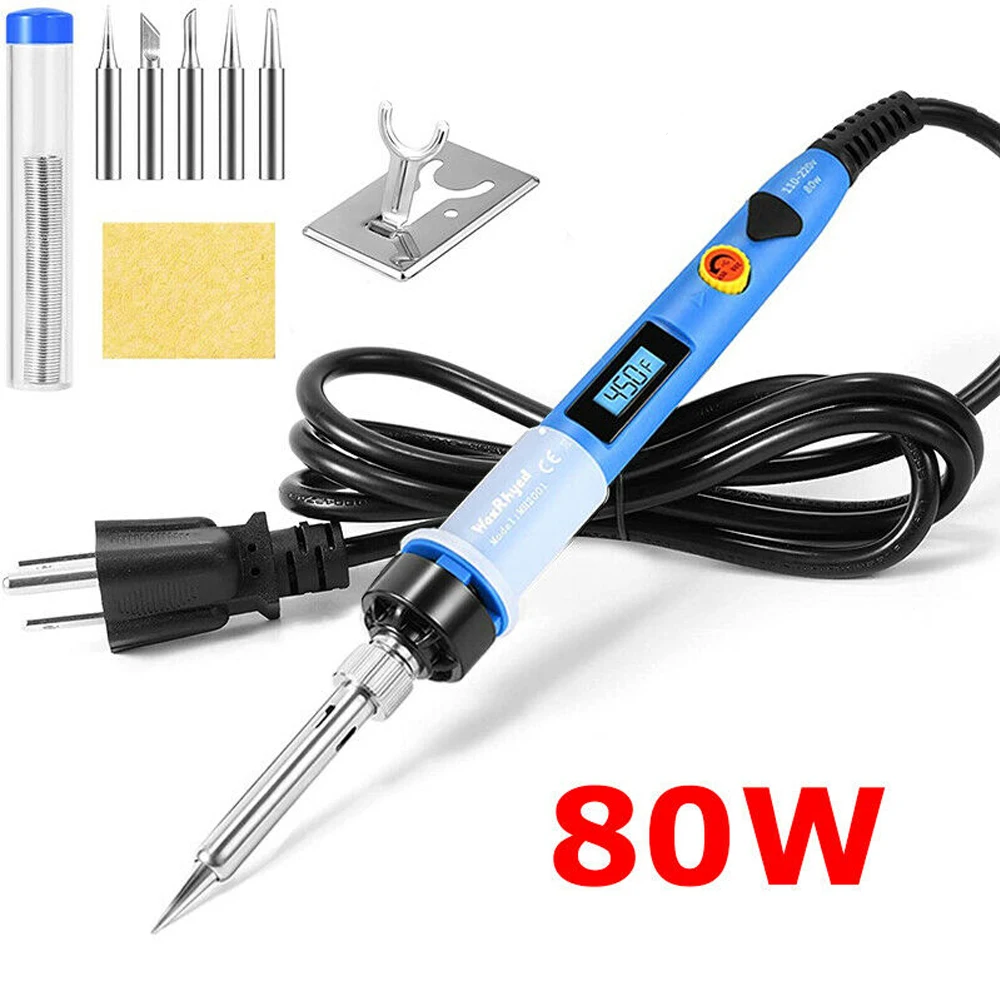 80W Soldering Iron Soldering Kit Temperature Adjustable Welding Tool ON-Off Switch Station Tin Wire Soldering stand