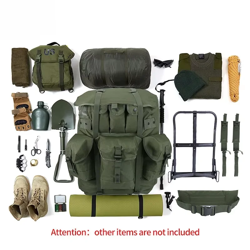 

Large Capacity Tactical Iron Frame Backpack for Outdoor Camping And Hiking Polyester Camping Style Supplies Bag