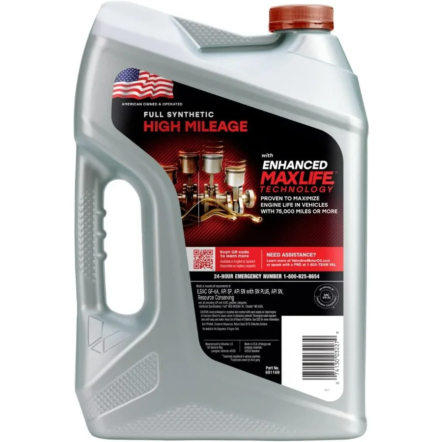 Alta quilometragem totalmente sintética com tecnologia MaxLife Óleo de motor SAE 5W-30 5 QT (pacote com 2)