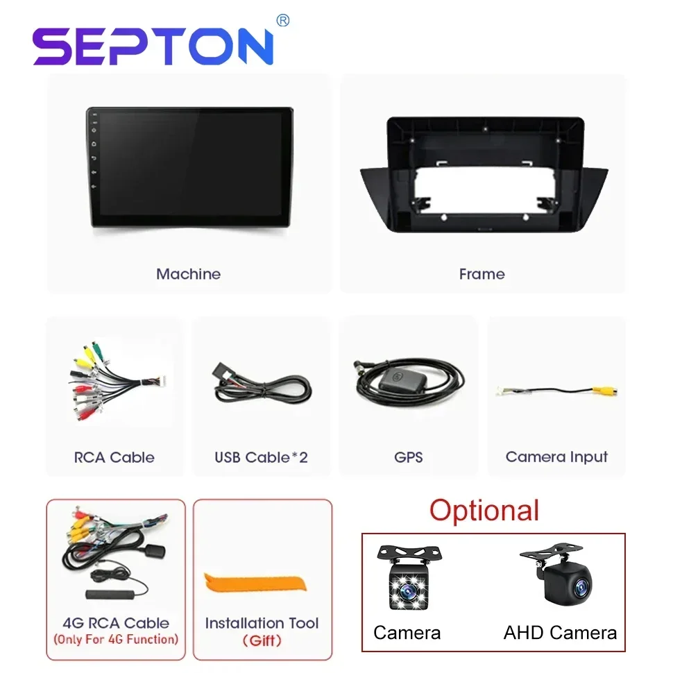 SEPTON Lettore video multimediale Android per BMW X1 E84 2009-2012 Autoradio Stereo Navigazione GPS CarPlay Autoradio 2Din Unità principale