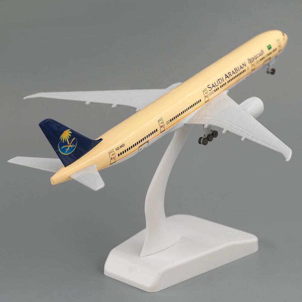 19cm Aircraft Boeing 777 Saudi Arabia Airlines Alloy Plane B777 with Wheel Model Toys Children Kids Gift for Collection