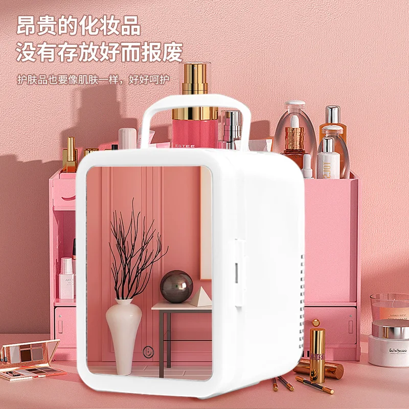 Refrigerador de coche, máscara de maquillaje para coche, cosméticos, Mini refrigerador, caja de refrigerador de doble uso para el hogar y el coche