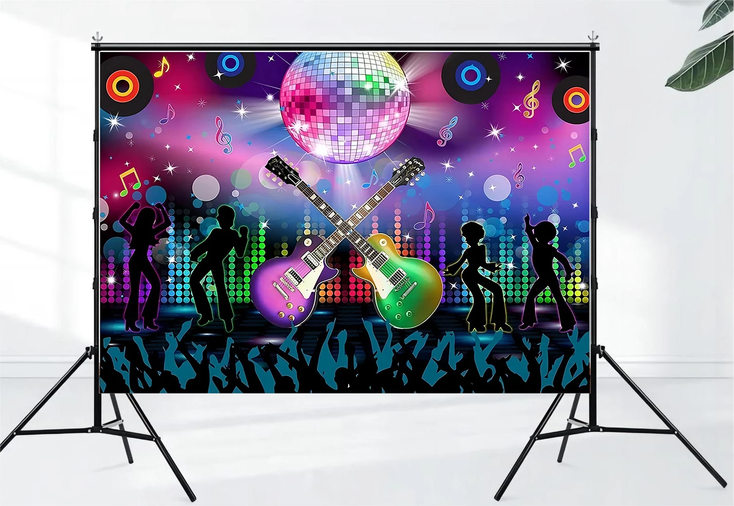 Karaoke Party Rock Background Hip Hop Theme Birthday Party Decoration Back to 70s, 80s, 90s Disco Party Photography Background