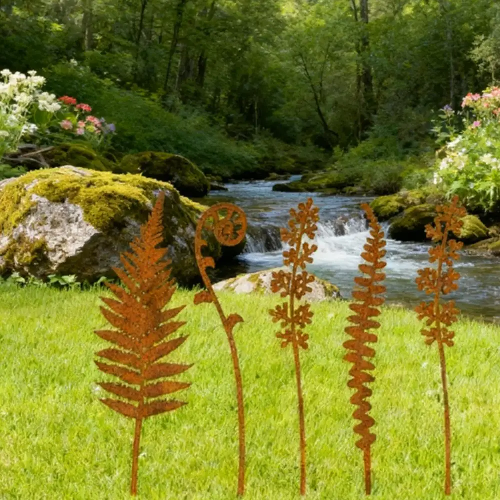 

5pcs Metal Garden Decorative Ornaments Outdoor Retro Garden Stakes For Courtyard Art Lawn Porch Channel Decoration Accessories