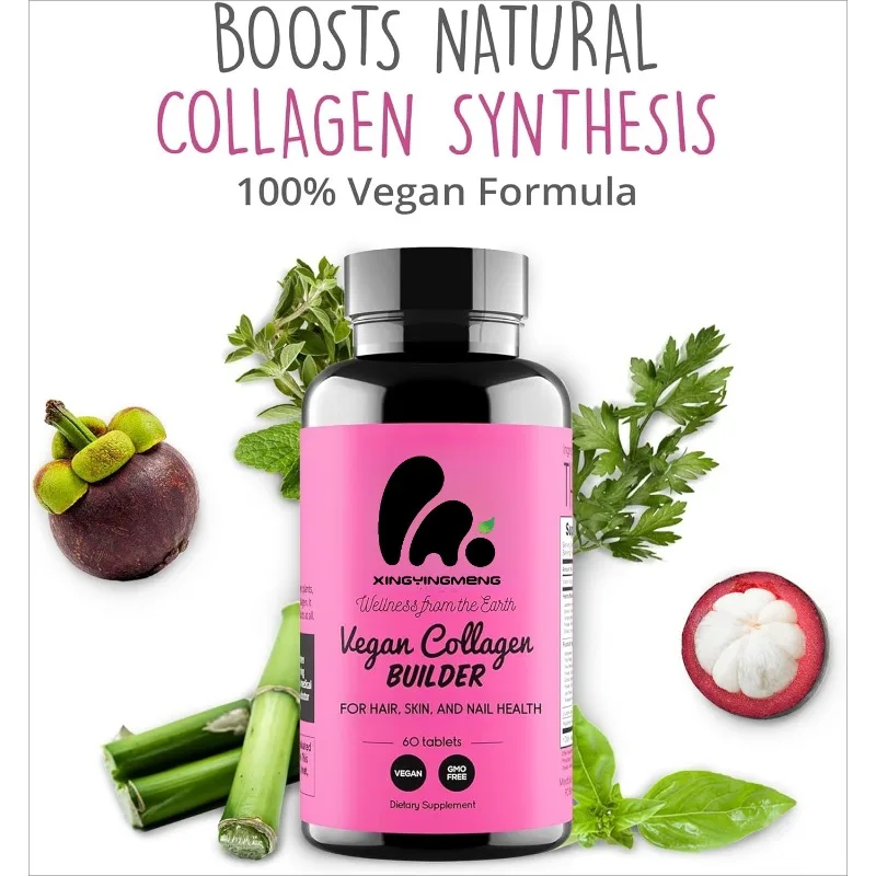 

Collagen supplement capsules containing hyaluronic acid, vitamin A, L-lysine - hair, skin, and nail health support