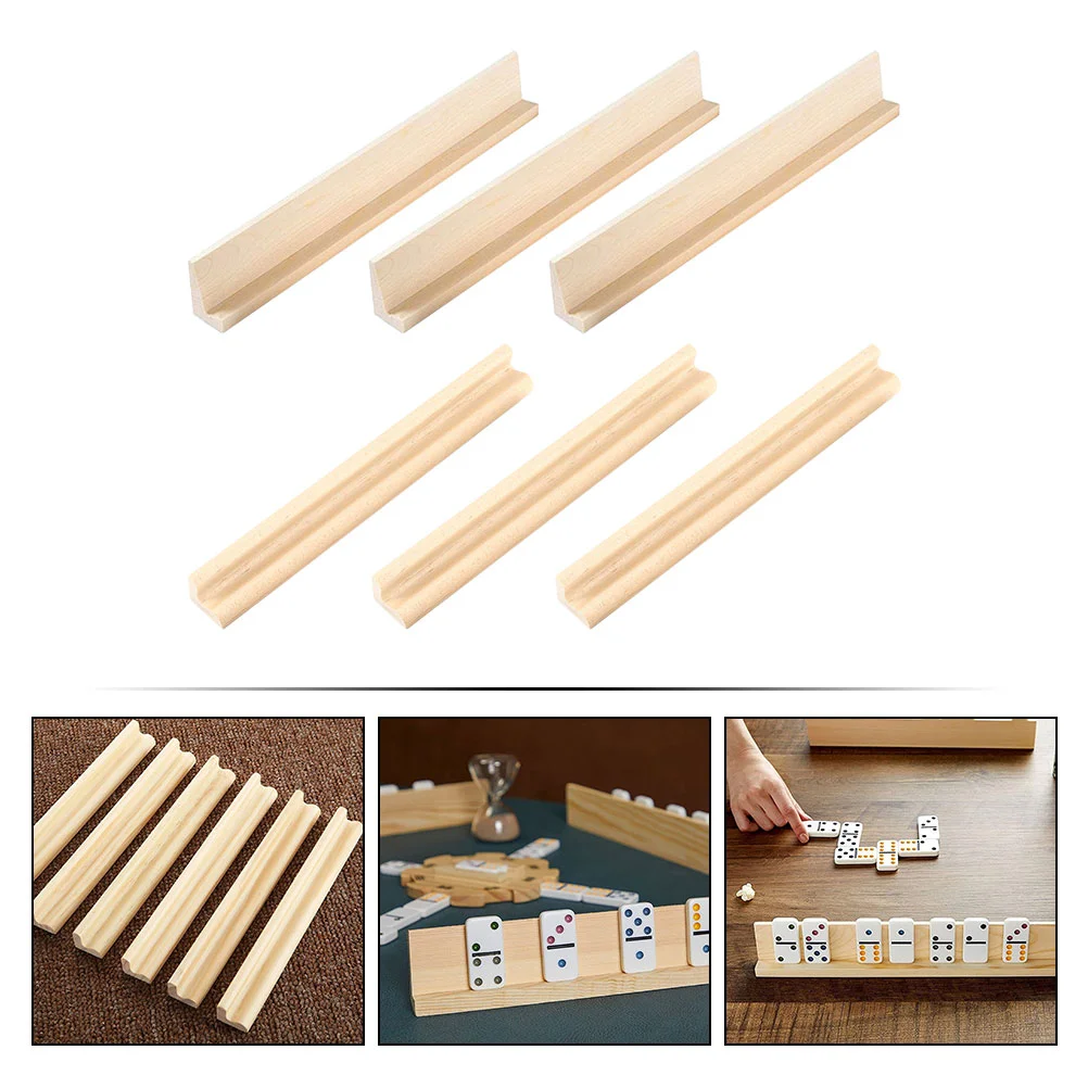 6 Pcs Domino Stand Multi-function Holders Displaying Wooden Bases Show Rack Dominoes Trays Crafts