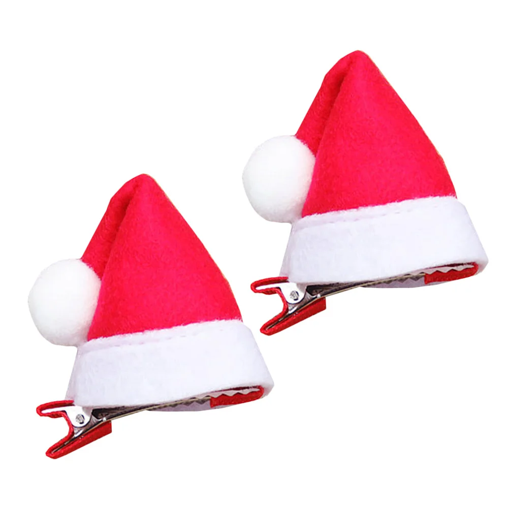 

2Pcs Mini Santa Hat Hair Clips Cute Holiday Hairpins Christmas Party Accessories Clips Lightweight Fabric Christmas