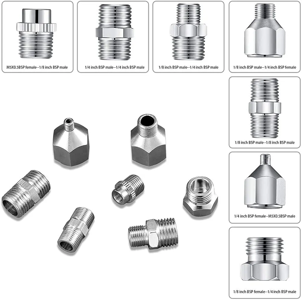 JOYSTAR 7 pcs of Airbrush Adaptor Set Airbrush Fitting Airbrush Connector kit for air Compressor & Airbrush Hose