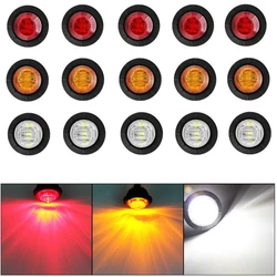 5PCS 12V/24V Round Trailer Side Marker Lights Yellow White Red For Trucks Clearance Lights Truck Turn Signal Lamp
