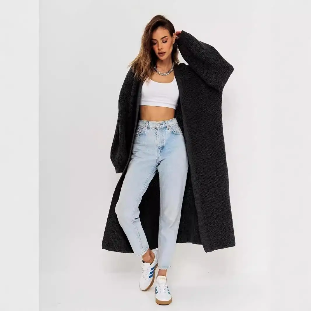 

Women's Long Knitted Sweater Outerwear Commute Sle Color Splice Knitting Sve Regular Fit Overhead Autumn Season