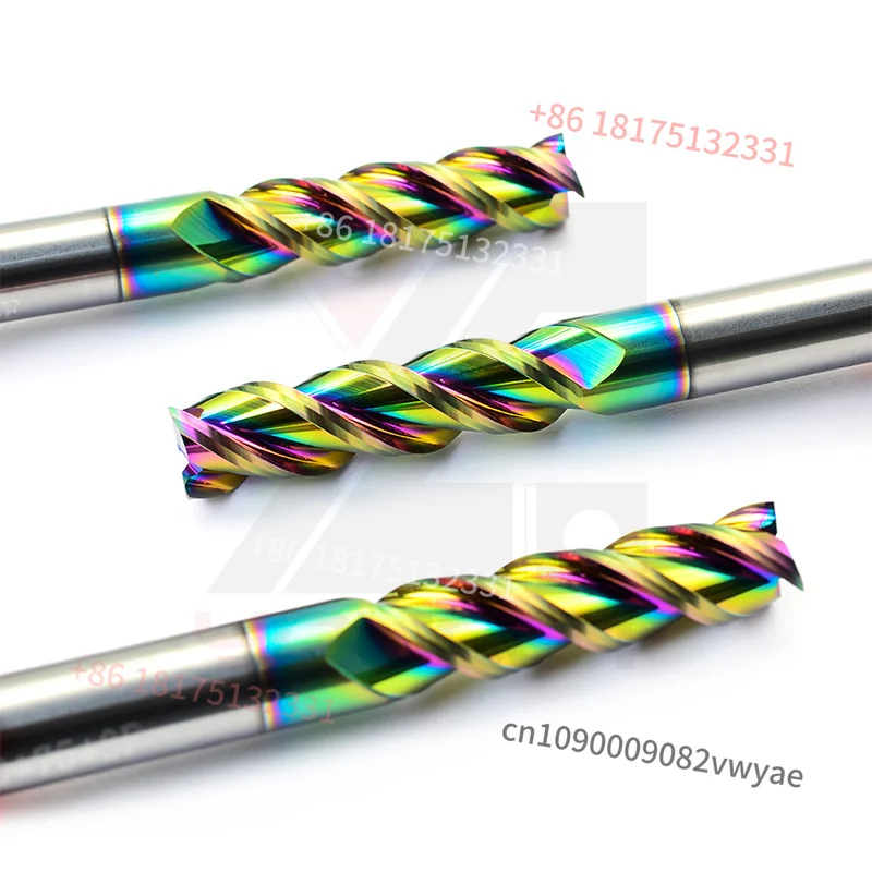 AE-14-100-3F 3-Flute DLC Coated Carbide End Mill HRC45/55/60 High-Feed Semi-Finishing Tool for Aluminum & Hardened Steel