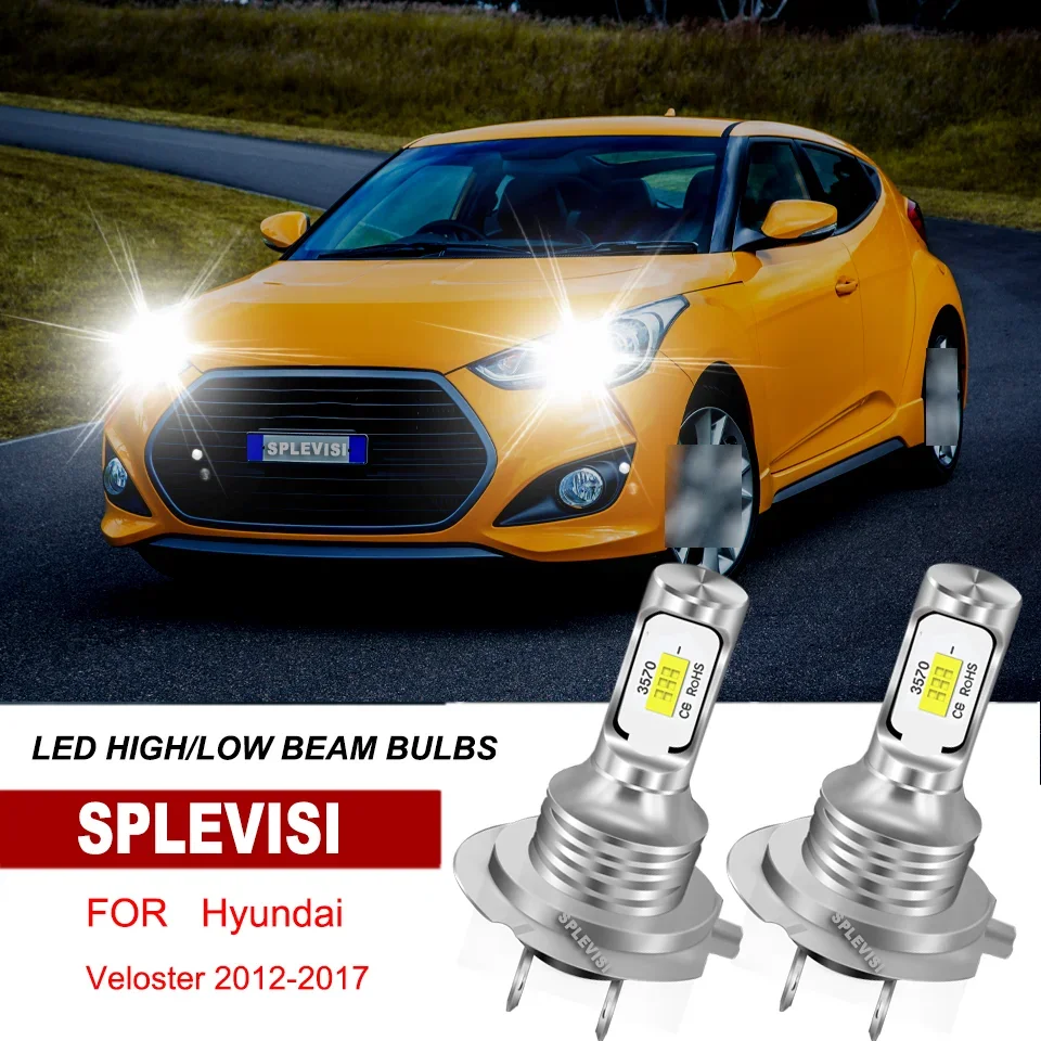 

2x H7 Car Headlight High/Low Beam LED Bulbs IP67 White Upgrade Kit For Hyundai Veloster 2012-2017 Genesis Coupe 2013-2016