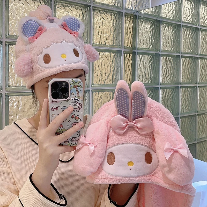 Sanrio My Melody Plush Hair Twist Kawaii My Sweet Piano Cartoon Hair Drying Towel Bibulous Sweet Piano Girl Hair Towel Gifts