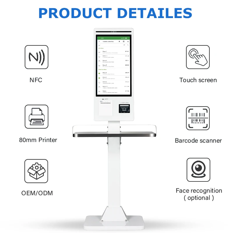 Touch Screen Self Checkout Kiosk Machines 21.5 27 Inch Wall-mounted Pos Self Ordering Payment Kiosk Self Service Cash Register