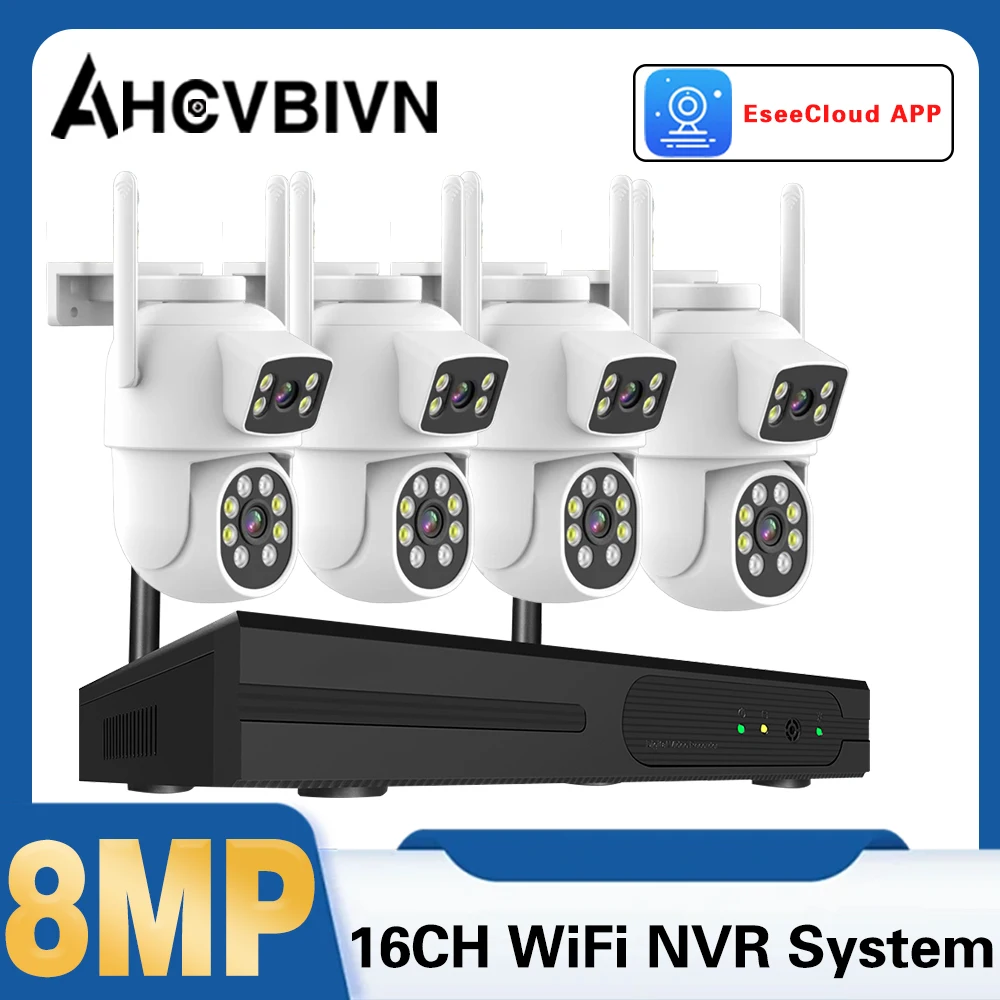 

16-канальный NVR 4K 8MP с PTZ IP-камерами, беспроводной комплект видеонаблюдения с двумя объективами, обнаружением человека, цветным ночным видением и P2P-системой безопасности