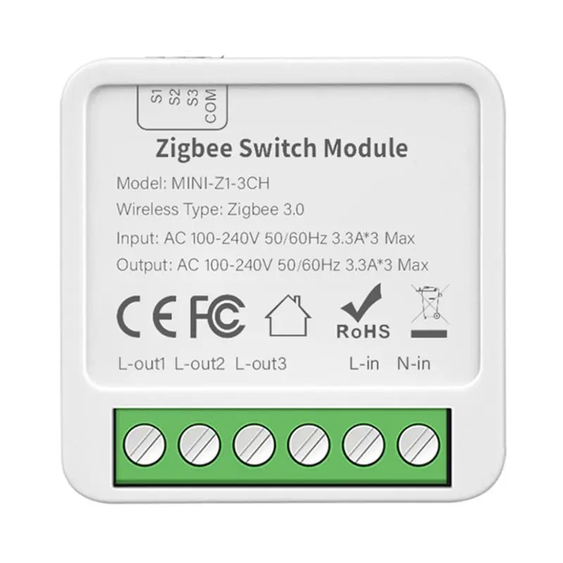 A74E-Tuya Zigbee 3 CH DIY Smart Switch 3-Way Control Light Relay Smart Life Wireless Remote Control Zigbee Switch Module