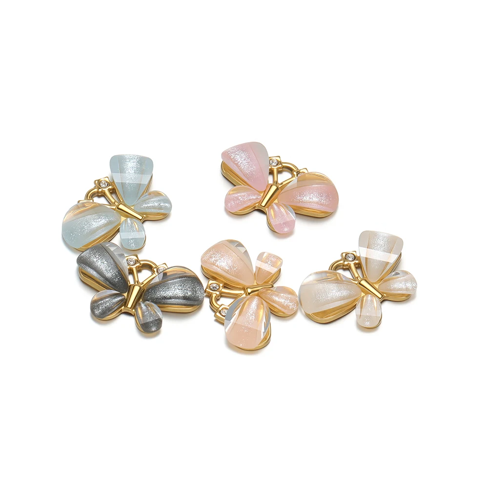 3 قطعة الفولاذ المقاوم للصدأ البطانة الزركون فراشة Charms قلادة قلادة DIY بها بنفسك أقراط رائعة صنع المجوهرات النتائج بالجملة