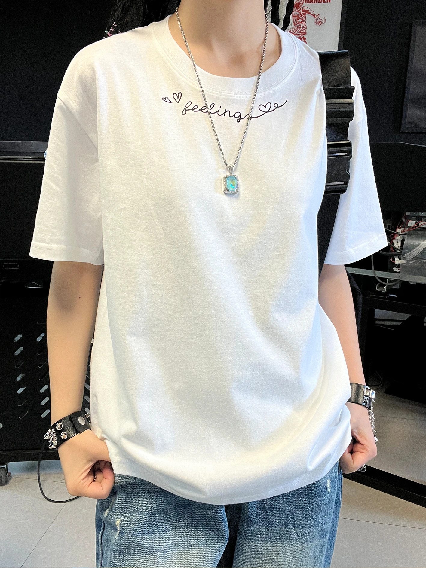 

Heavier 260G ort Sve T-irt Men's Simple Sle Cotton Polyester Elastic Fiber Casual Top Quali Studio Wang Special