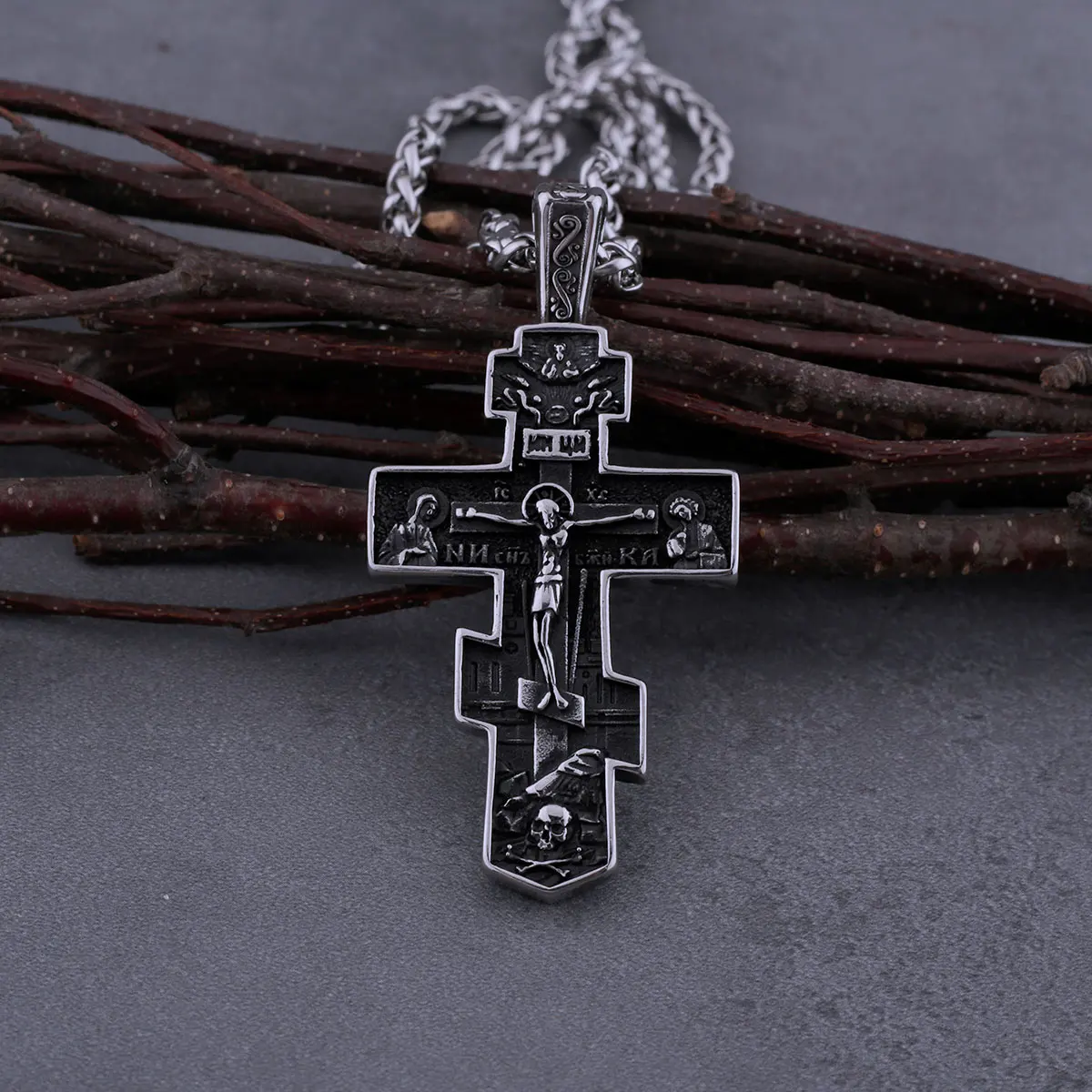 316L Stainless Steel  Jesus Cross Necklace Men\'s Religious Faith Amulet Pendant Necklace Believers Fashion Jewelry Accessories