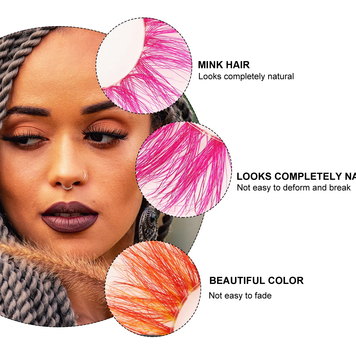 2 paires de cils colorés épais maquillage dramatique faux cils réutilisables 3D cils outil de maquillage des yeux faux cils