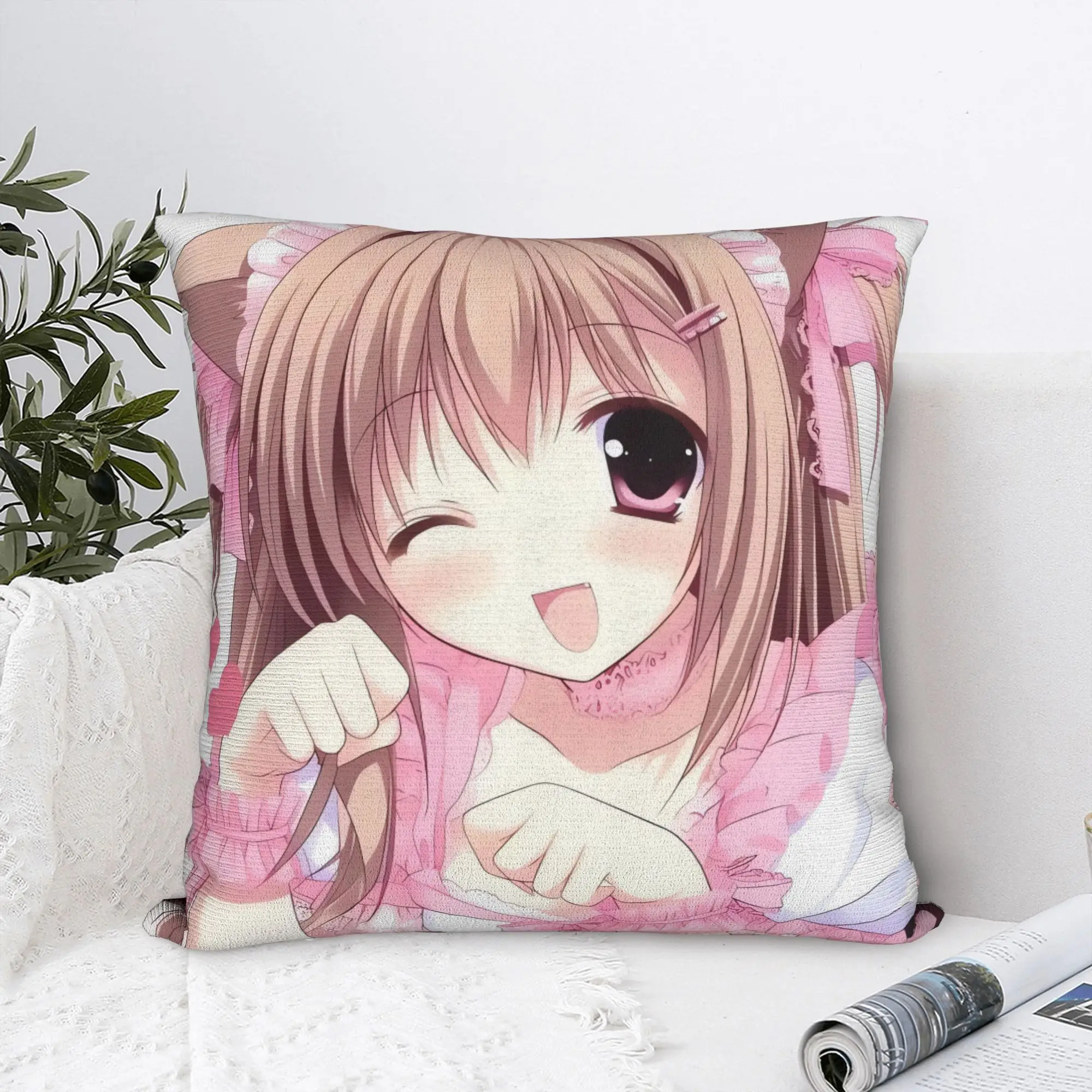 Pillow Cover Super Kawaii Game Nekopara Chocola Vanilla  Morden Pillow Case For Office Car Home Decor Pillowcases