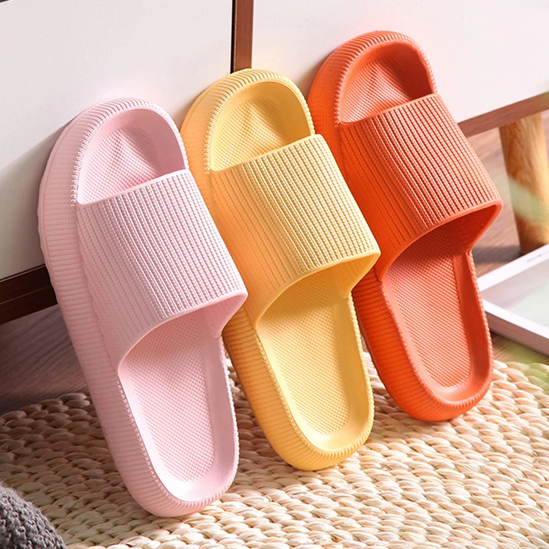 Lucyever Men Women Thick Platform Home Slippers Fashion Non-slip EVA Bathroom Slides Woman Sandals 2022 Summer Soft Flip Flops