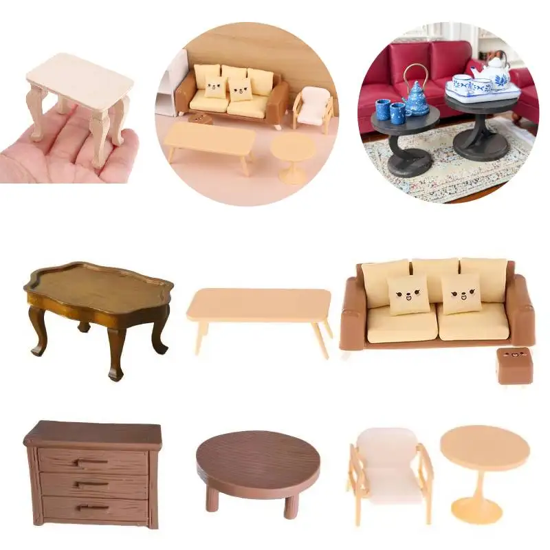 1:12 Dollhouse Miniature Vintage Lace Small Round Table Coffee Table Furniture Home Model Decor Toy Doll House Accessories