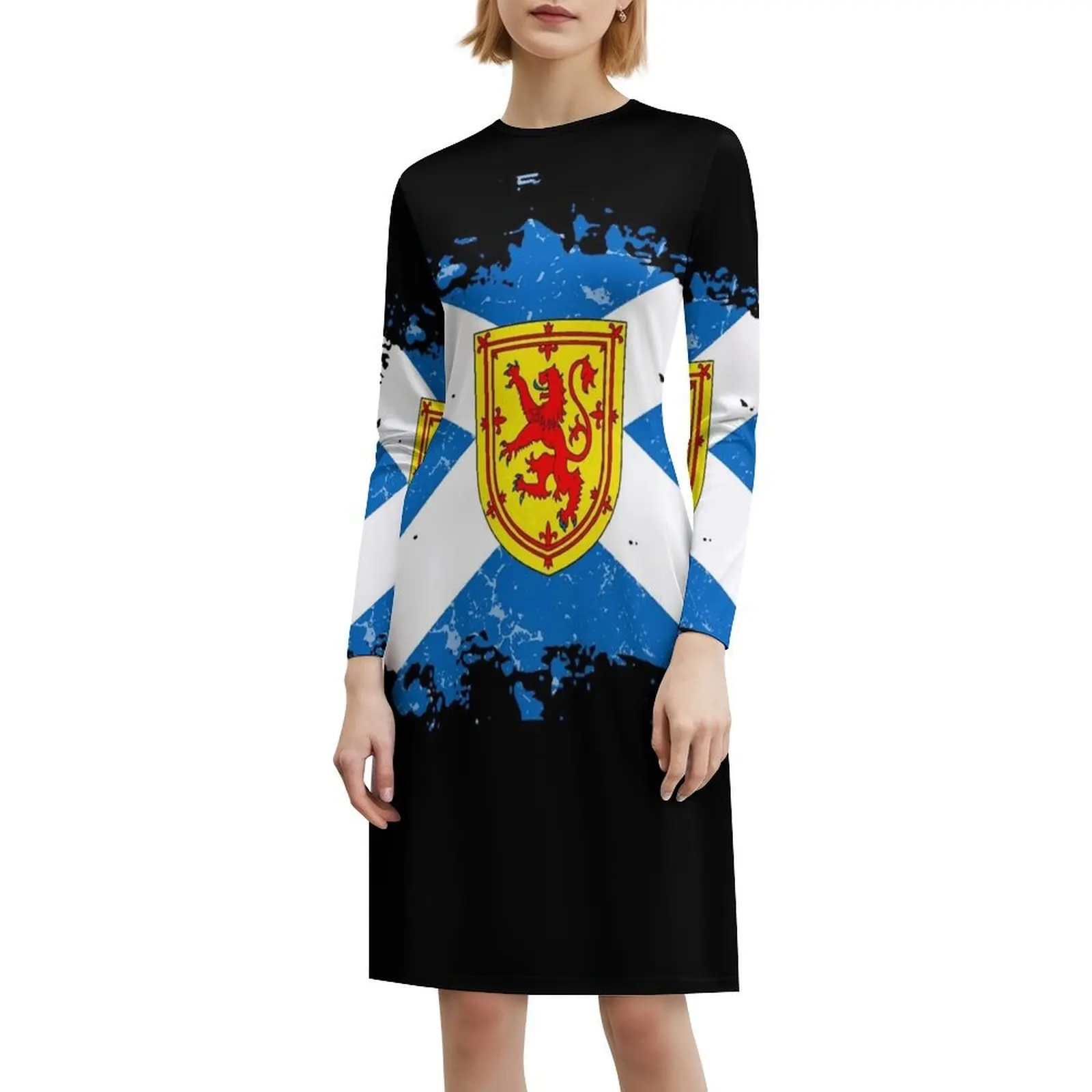 Герб Шотландии, женское элегантное праздничное платье, платье трапециевидной формы с короткими/длинными/без рукавов, шотландский флаг, Шотландии
