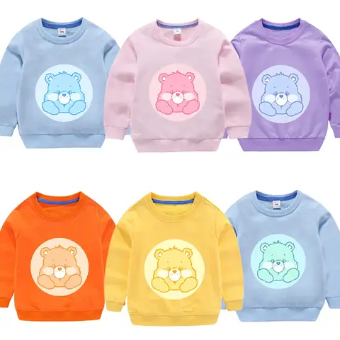 Care Bears Sweatshirt Cotton Boys Girls High Quality Cotton Clothing Cute Cartoon Anime Figure Casuals Crew Neck Clothes Gift
