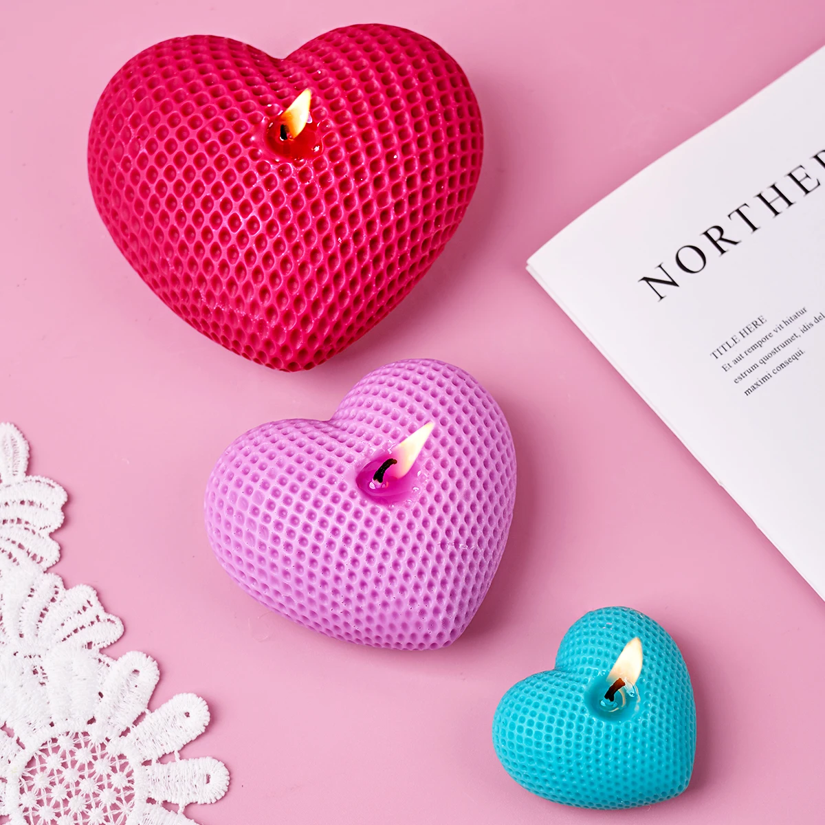 3D Woven Heart Silicone Candle Mold DIY Handmade Love Scented Mould Mousse Cake Baking Mold Wedding Decor Valentine\'s Day Gifts