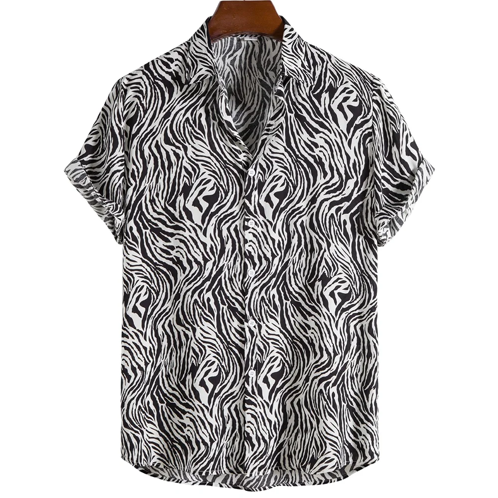 2023 Men Casual Shirts Short Sleeve Tops Trendy Tiger Print Oversized Clothing 5xl Harajuku Streetwear For Male Hawaiian Shirts