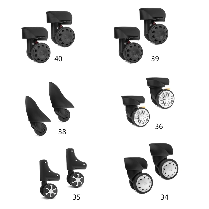 2024 nouveau 1 paire roulettes chariot pièces rechange valise roues boîte à bagages 360 degrés Spinner