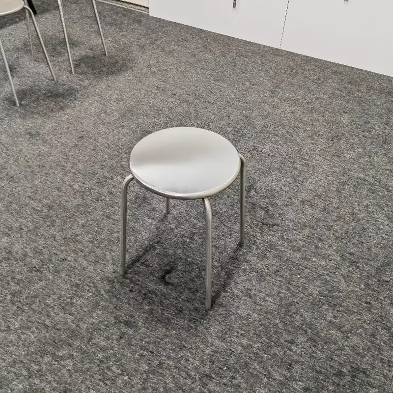 Round Stainless Steel Stool Durable Metal Dining Seat for Cafe Restaurant Commercial Use Custom Size Heavy Duty Bar Chair