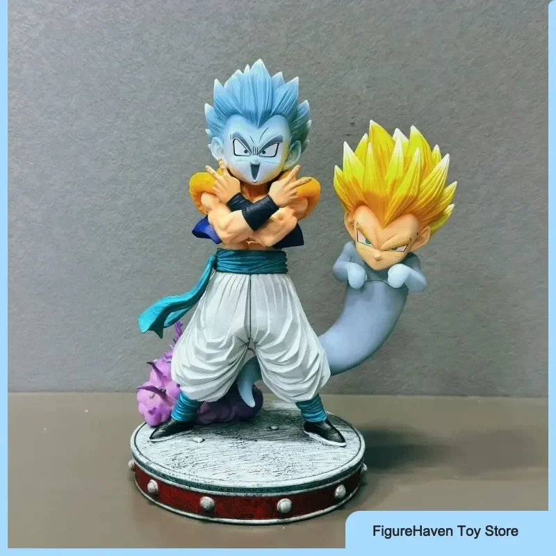 Dragon Ball 1/6 CS Super Saiyajin Gotenks Actionfiguren 25 cm PVC Doppelköpfige Statue mit Basis Anime Modell Trendiges Spielzeug Junge Geschenk