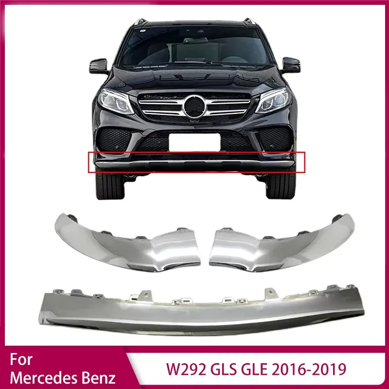 Image of Frontspoilerlippe Chrom-Zierleiste Diffusor für Mercedes für Benz W292 GLS GLE 2016-2019 A2928850300 A2928850400 A2928855822