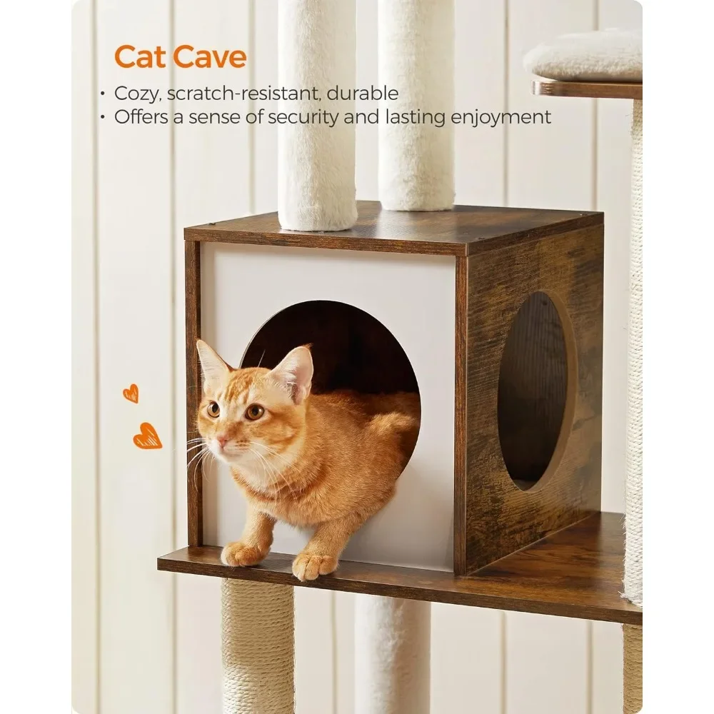 Imagem -03 - Cat Tower Tree Interior com Scratcher Árvore Moderna para Gatos Vários Andares Apartamento com Colunas Arranhadores Poleiro