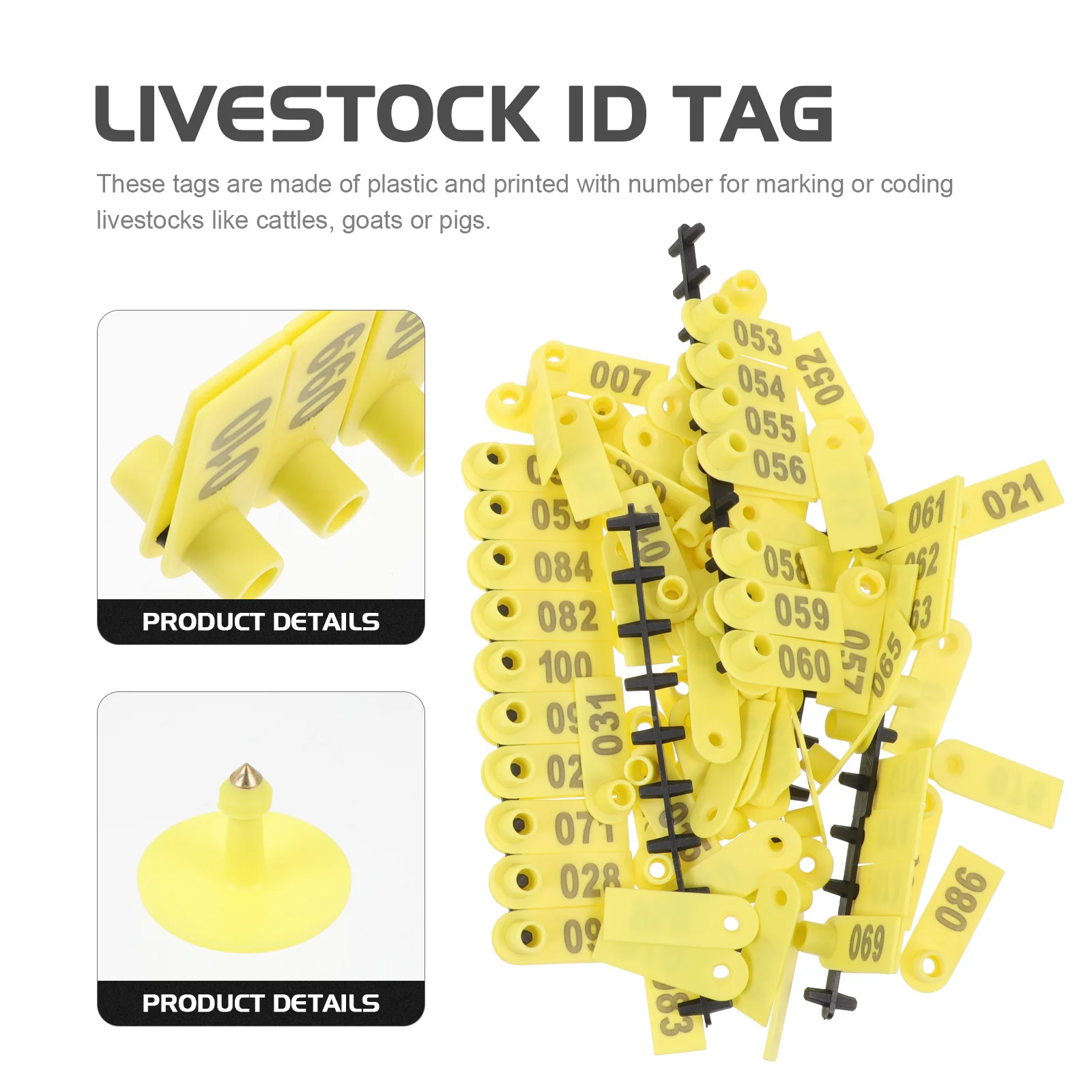 

100Pcs Animal Ear Tags Numbered Ear Tags for Cattle Goats Pigs Clean Precise Incision Durable Fadeless Printing