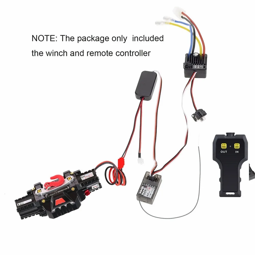 รอกอัตโนมัติแบบมอเตอร์คู่ RC พร้อมตัวควบคุมและตัวรับสัญญาณ  วัสดุโลหะ เหมาะสำหรับรถบังคับวิทยุแบบ Crawler รุ่น Axial SCX10 90046 Traxxas TRX4 TRX6