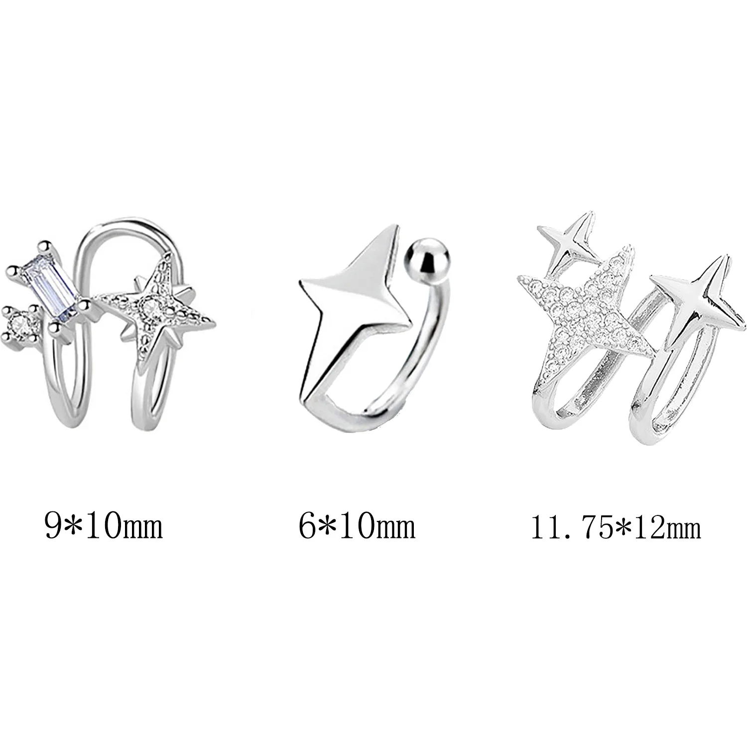 1Pc Cross Star Ear Clip No Piercing Earrings For Women Girls Fake Cartilage Ear Cuff Fashion Korean Y2k Jewelry Accessories