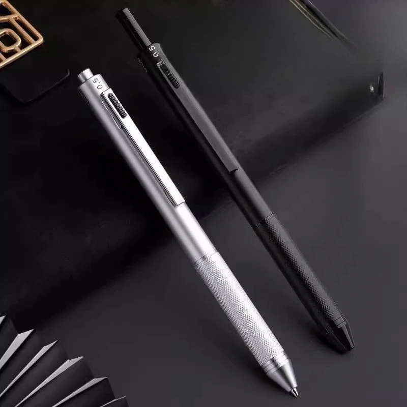 

Black technology gravity sensor pen multi-functional metal pen red, blue and black three-color round beads automatic pencil