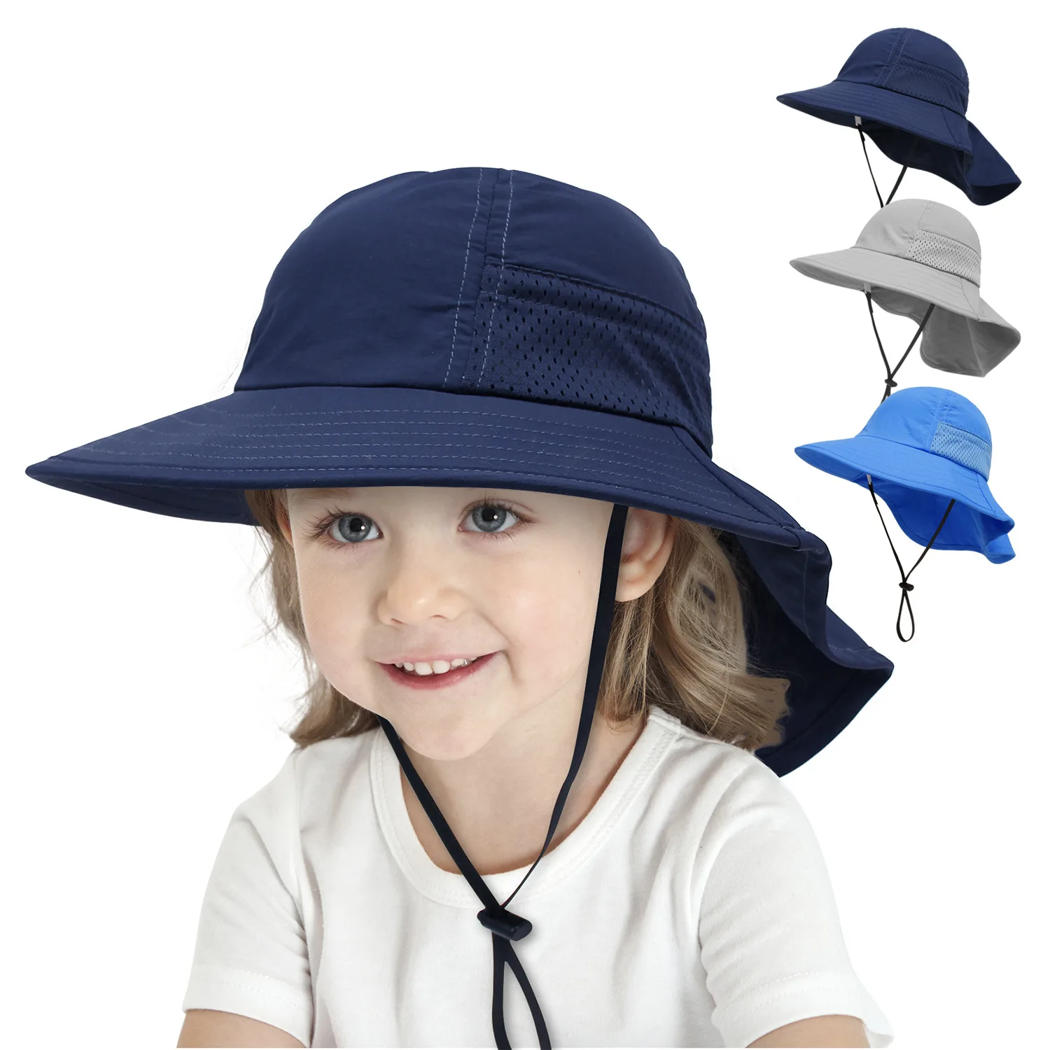 Baby Summer Hat Neck Protection Beach Kids Sun Hats for Girls Boys Adjustable Children Panama Cap Baby Accessories 6M-6Y