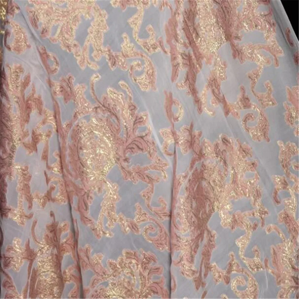 Newest Unique Fashion Shiny Metallic Lurex Silk Fabric Lion Design for Lady Modern Amazing Party Dress Clothes