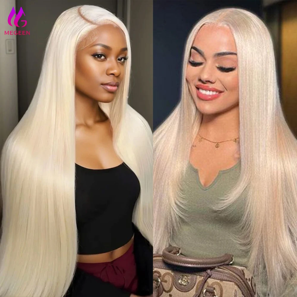 Megeen 13x4 parrucche anteriori in pizzo capelli umani biondi 613 parrucche 13x4 HD parrucche frontali in pizzo trasparente possono essere tinti capelli vergini Pre pizzicati