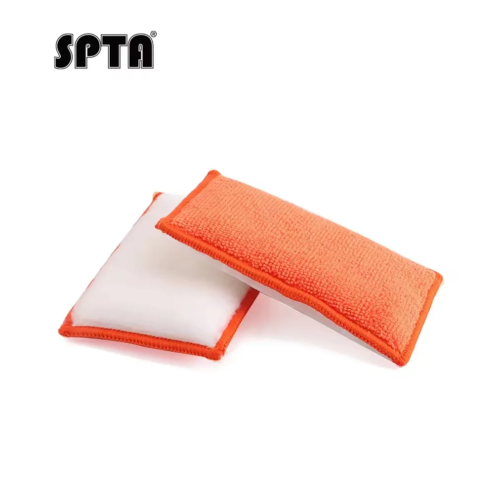 SPTA 1PC Gąbka z mikrofibry do aplikacji wosku do czyszczenia wnętrza samochodu Woskowanie pianką