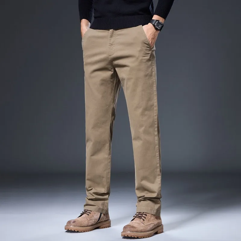 

Новинка 2026, мужские повседневные брюки, деловая классическая одежда, брендовые прямые эластичные модные повседневные брюки, мужские брюки